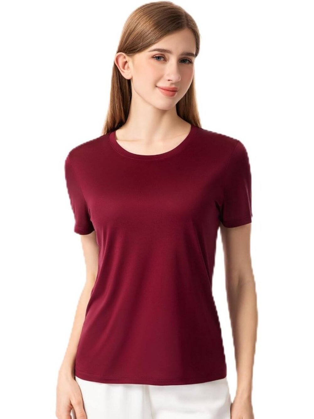 Luxurious 100% Mulberry Silk Women’s Crew Neck Short Sleeve Tee for Work